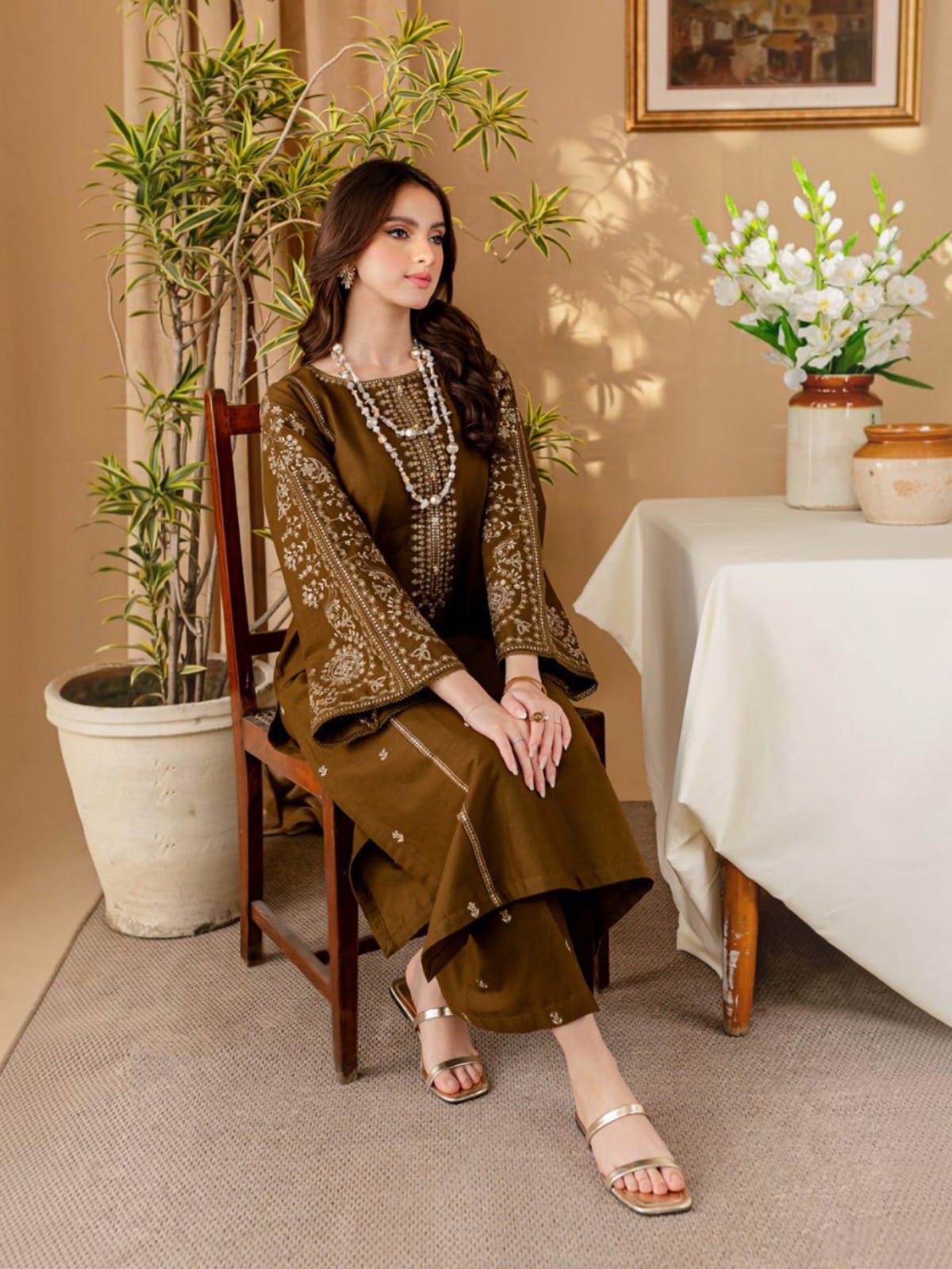 2 Piece Stitched Embroidered Dhanak Fabric BA-68