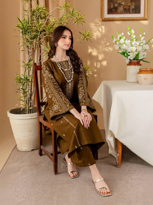 2 Piece Stitched Embroidered Dhanak Fabric BA-68