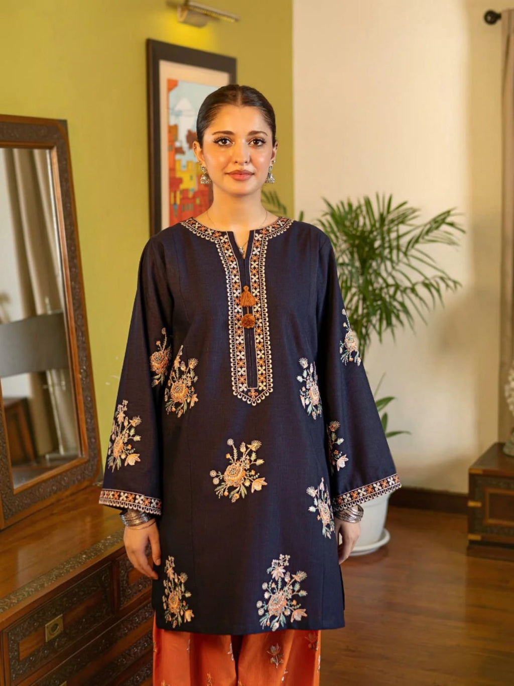 2 Piece Stitched Embroidered Dhanak Fabric AL-945