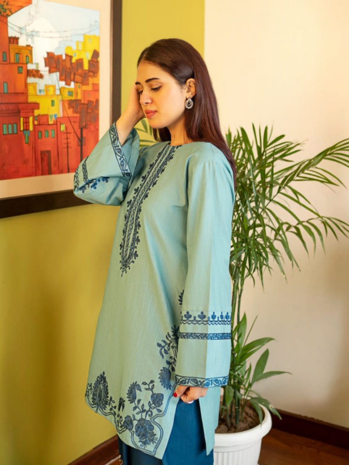 2 Piece Stitched Embroidered Dhanak Fabric AK-930