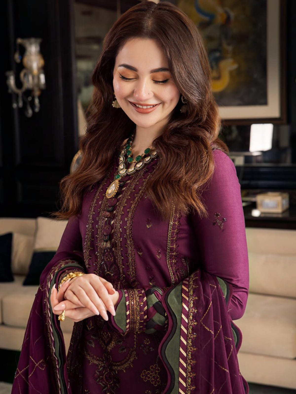 3 Piece Unstitched Embroidered Dhanak Suit AJ-2885