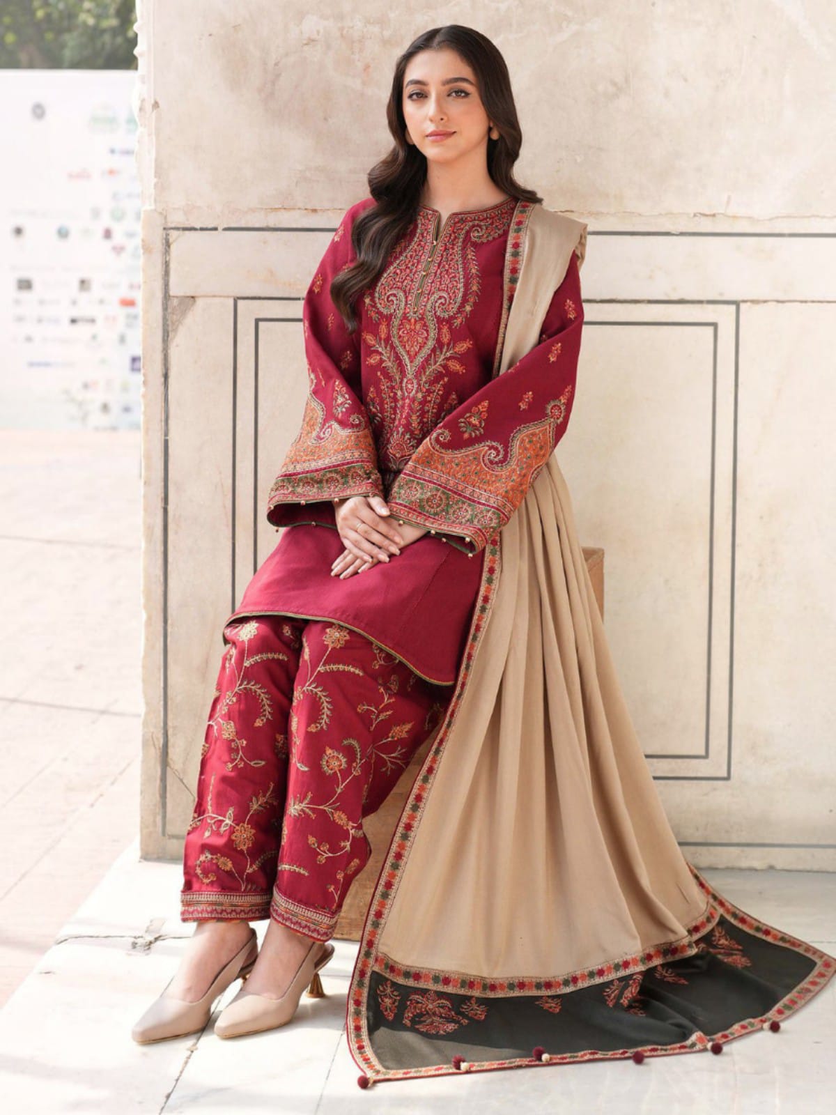 3 Piece Unstitched Embroidered Dhanak Suit JZ-3100