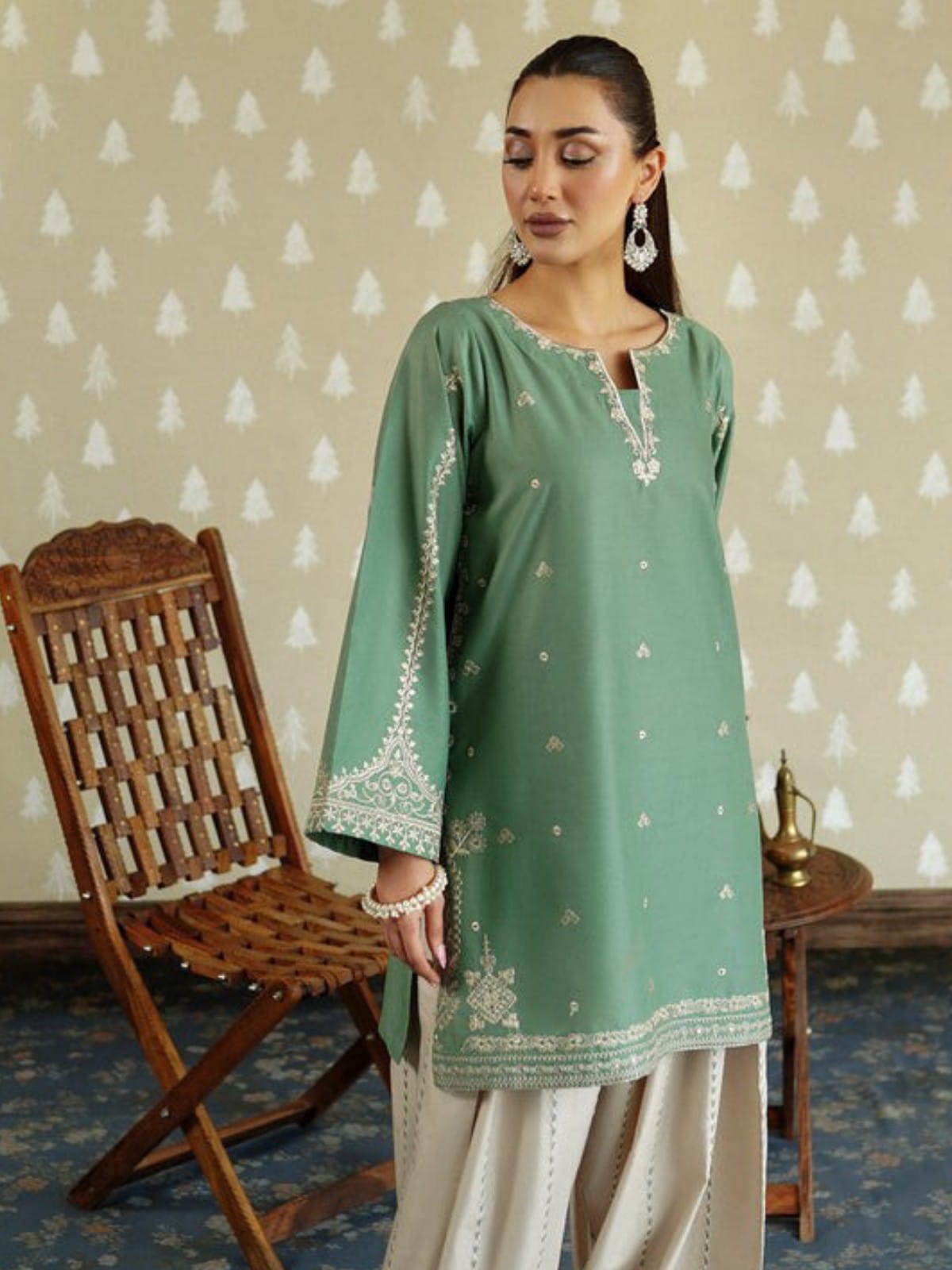 2 Piece Stitched Embroidered Dhanak Fabric MB-54