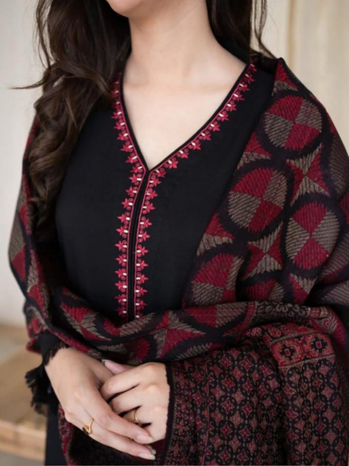 3 Piece Unstitched Embroidered Dhanak Suit BC-835