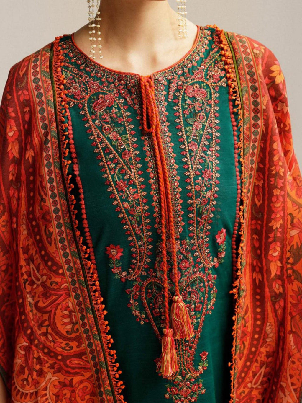 3 Piece Unstitched Embroidered Dhanak Suit