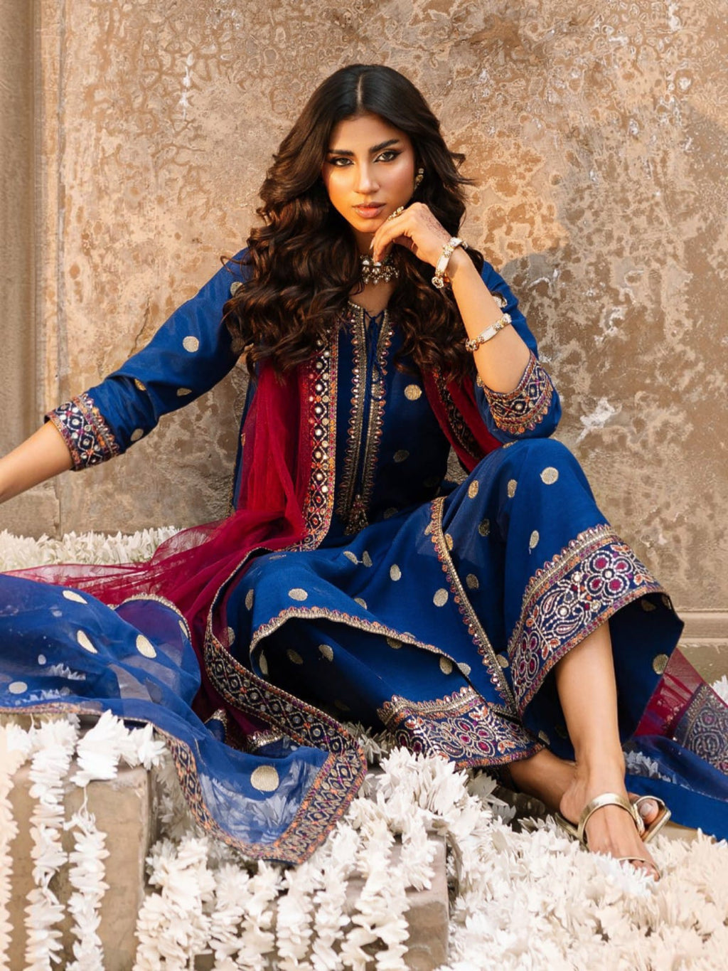 3 Piece Unstitched Embroidered Dhanak Suit CZ-3130