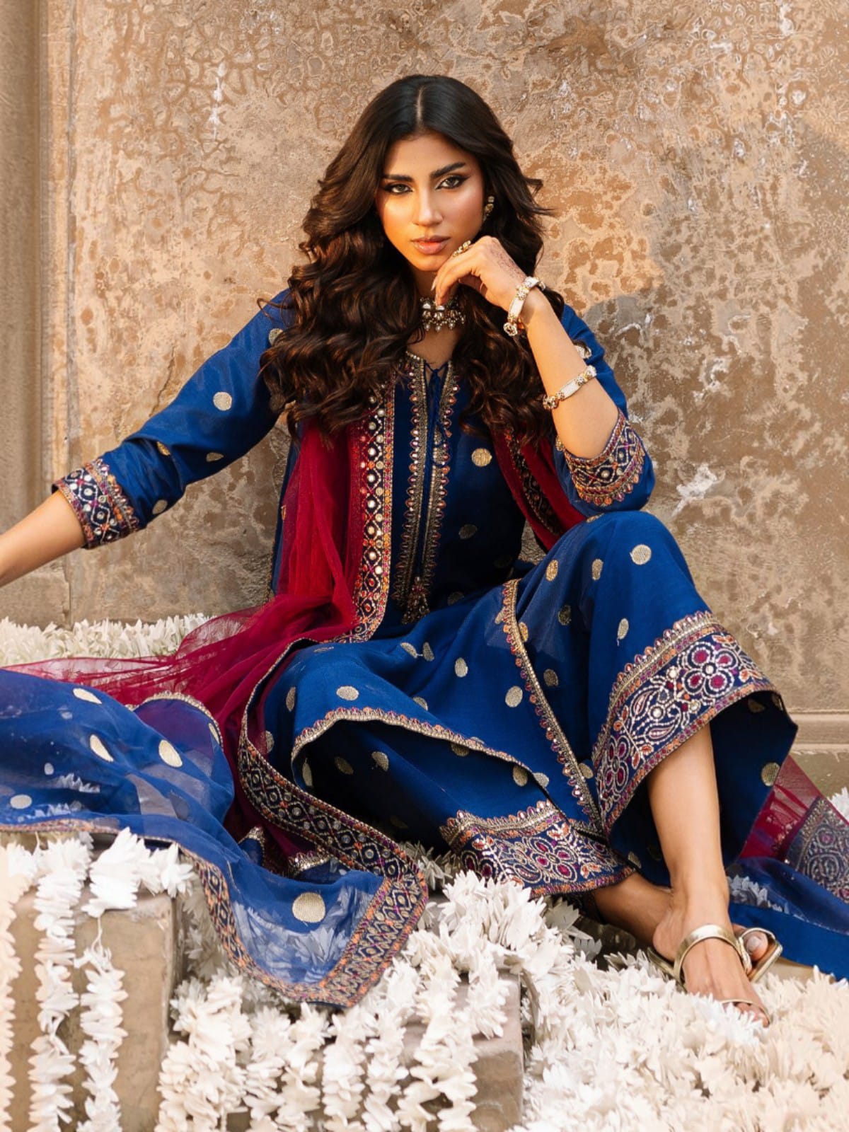 3 Piece Unstitched Embroidered Dhanak Suit CZ-3130