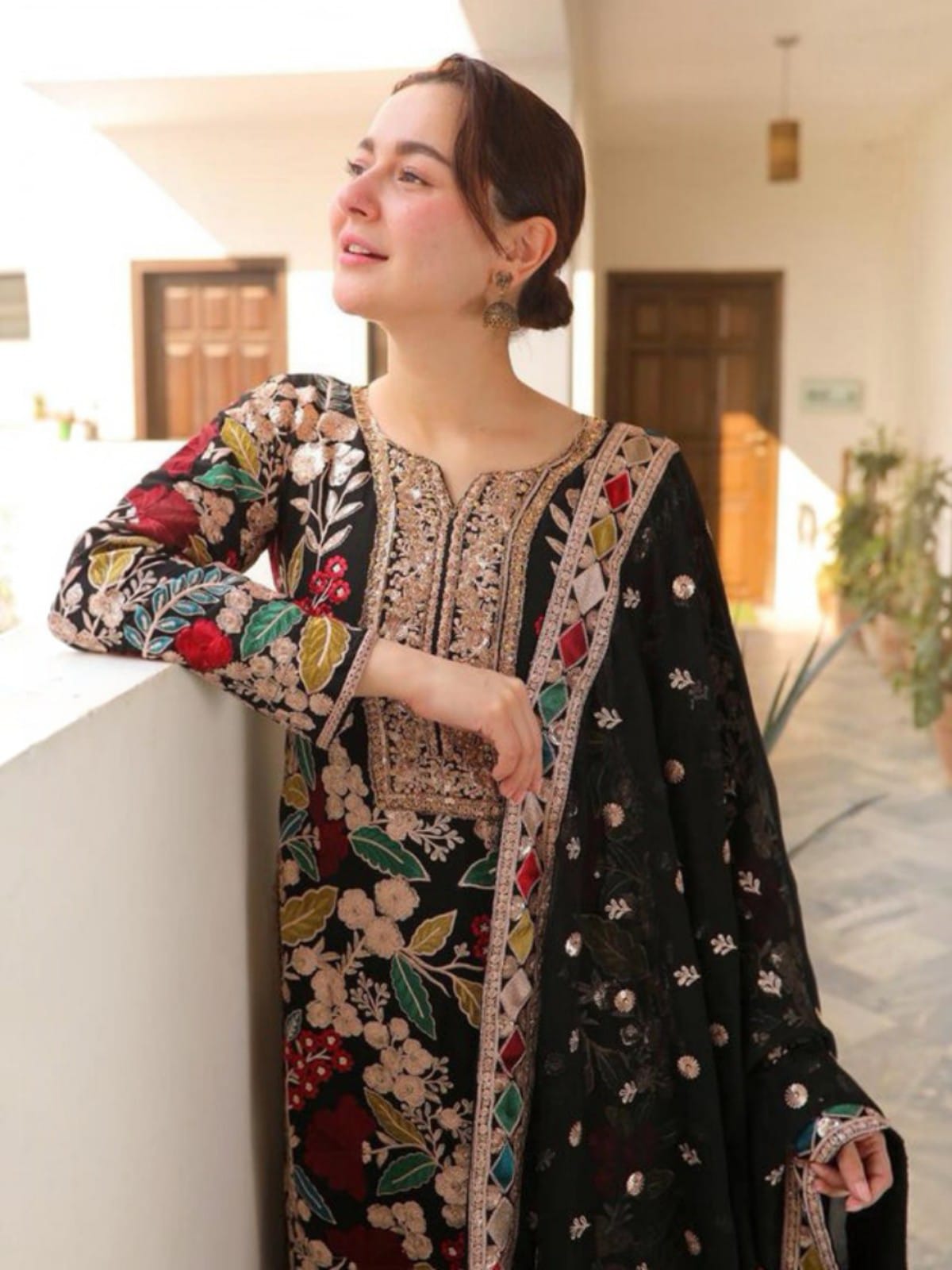 3 Piece Unstitched Embroidered Dhanak Suit