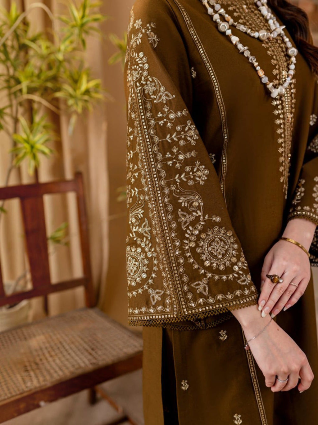 2 Piece Stitched Embroidered Dhanak Fabric BA-68