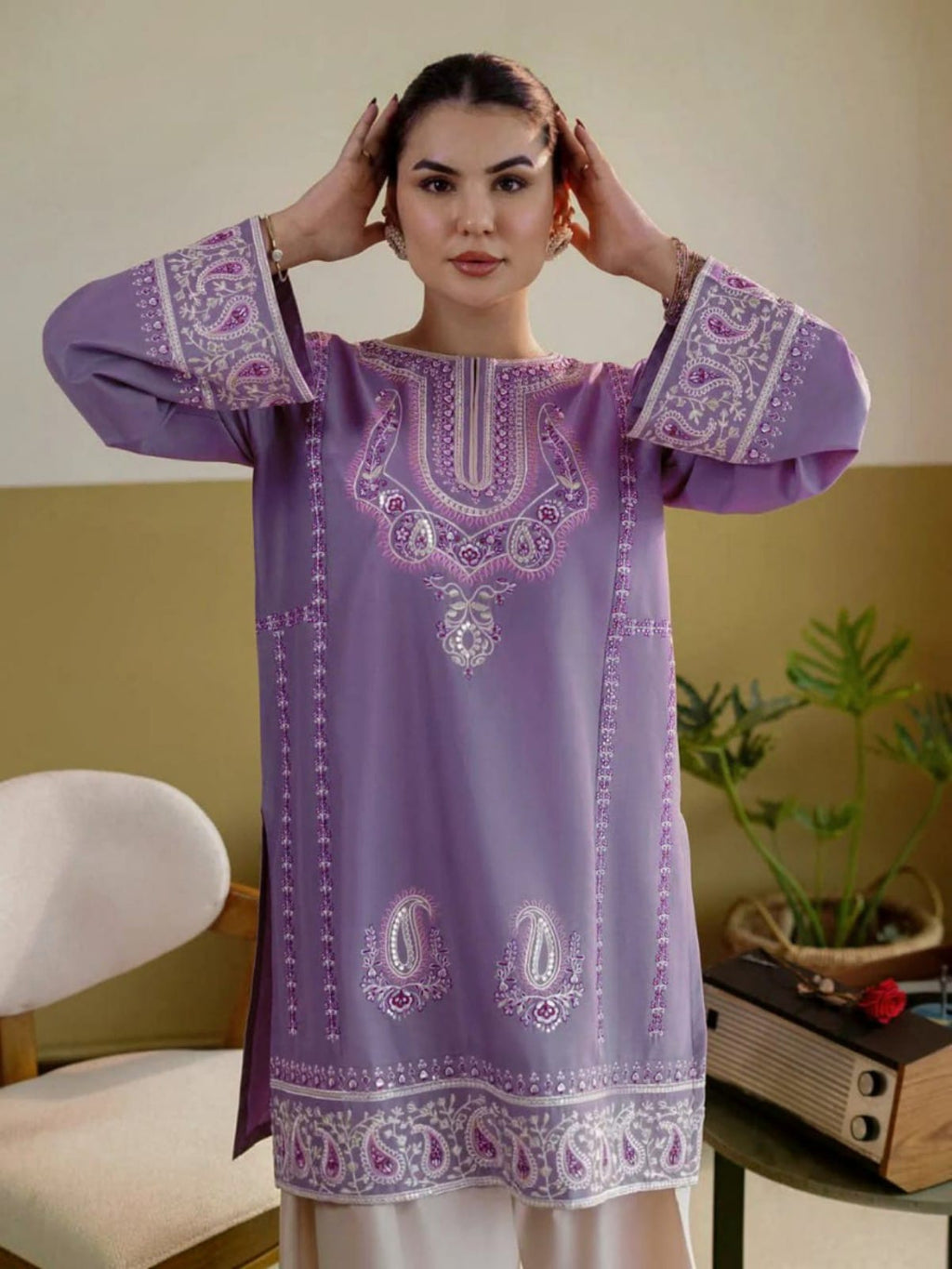 2 Piece Stitched Embroidered Dhanak Fabric MB-52