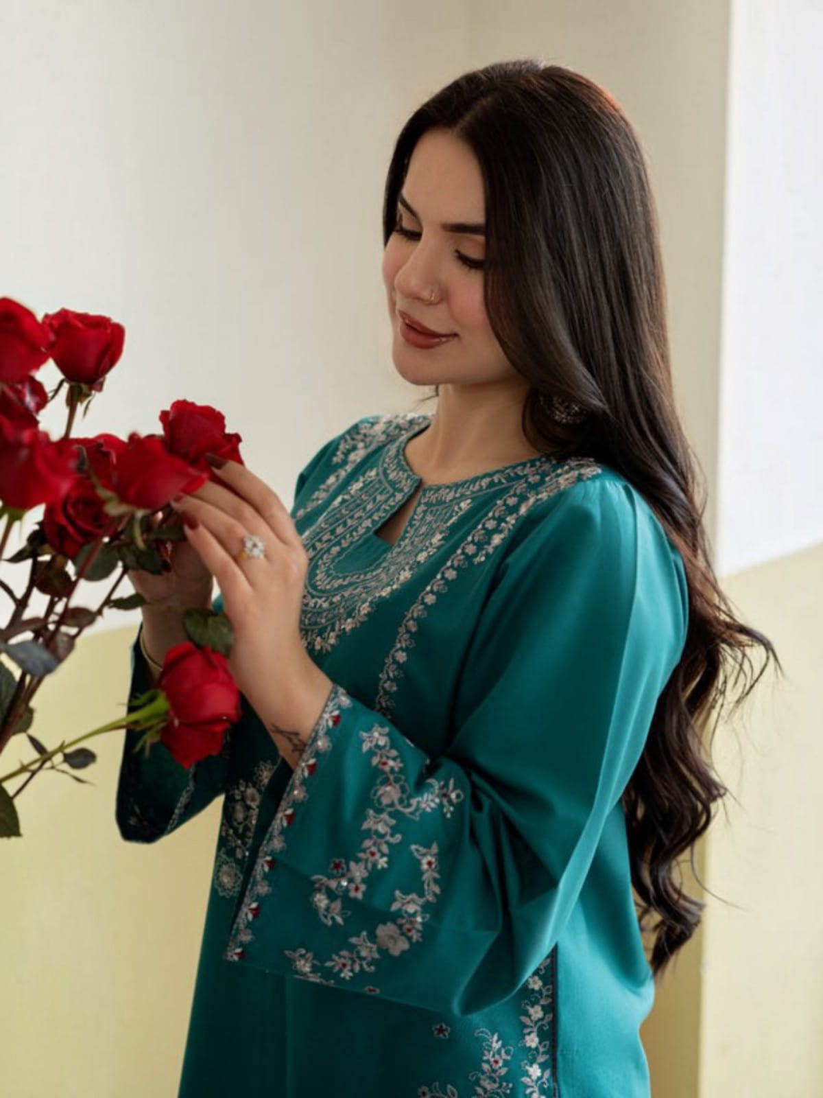 2 Piece Stitched Embroidered Dhanak Fabric MB-53
