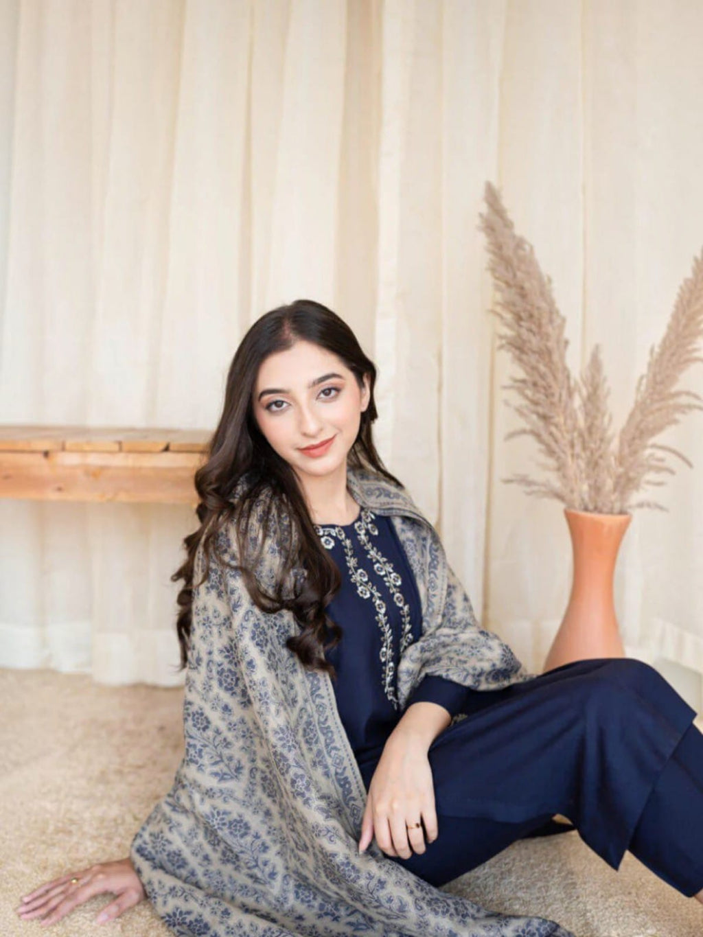 3 Piece Unstitched Embroidered Dhanak Suit MB-830