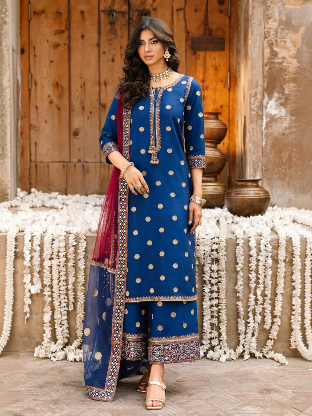 3 Piece Unstitched Embroidered Dhanak Suit CZ-3130
