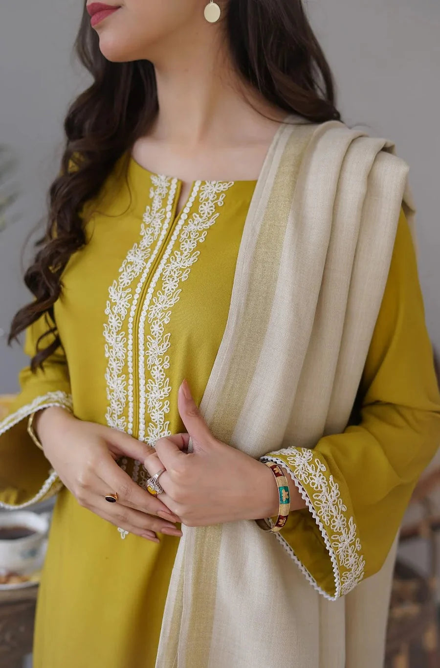 TSS-3 Piece Unstitched Embroidered Dhanak Suit