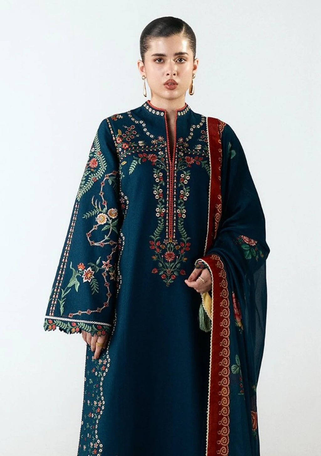 TSS-HR3025 3 Piece Unstitched Embroidered Dhanak Suit