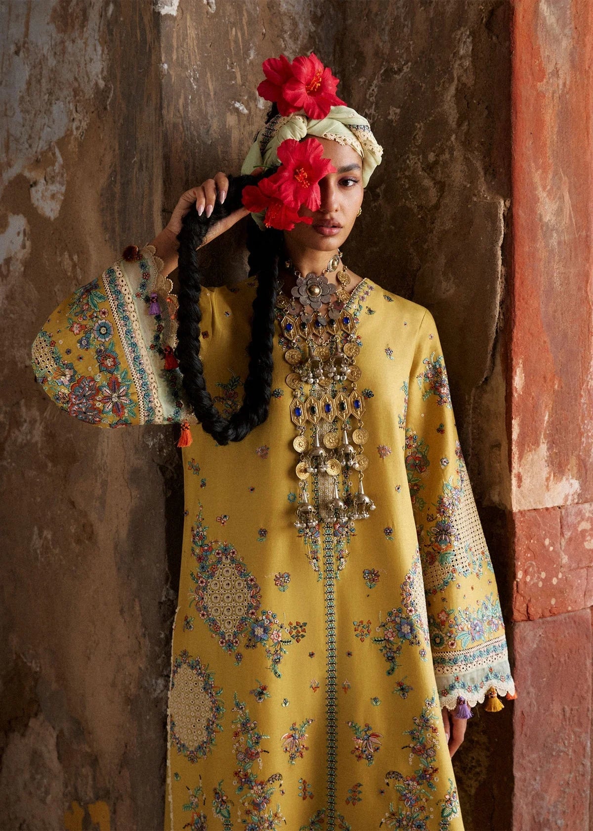 TSS-HR3040 3 Piece Unstitched Embroidered Dhanak Suit