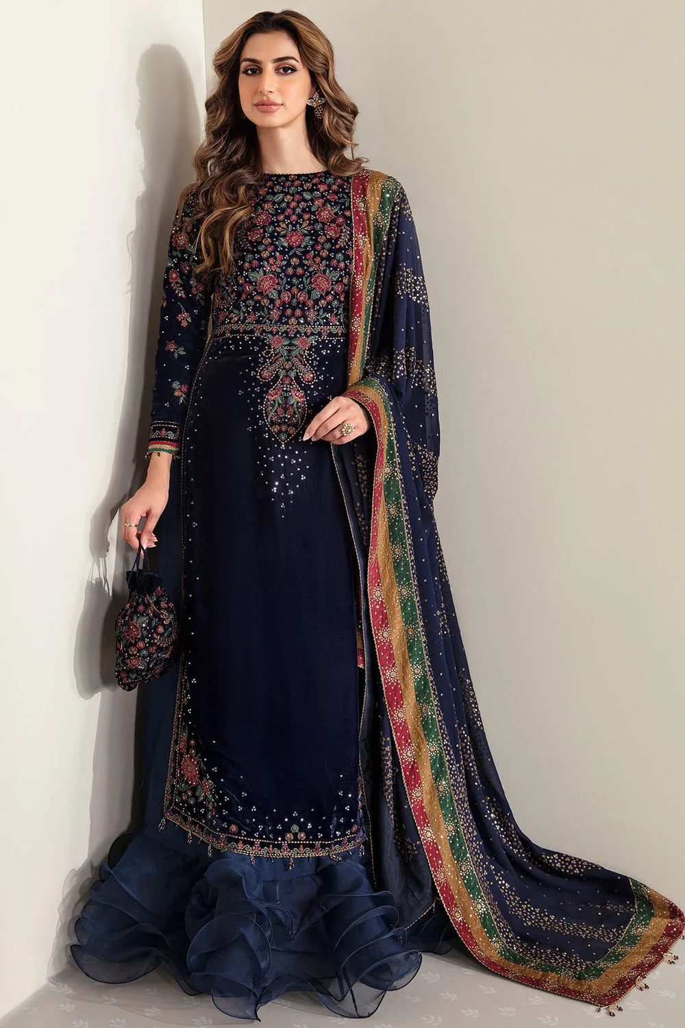 3 Piece - Unstitched Embroidered Velvet Fabric JZ-990
