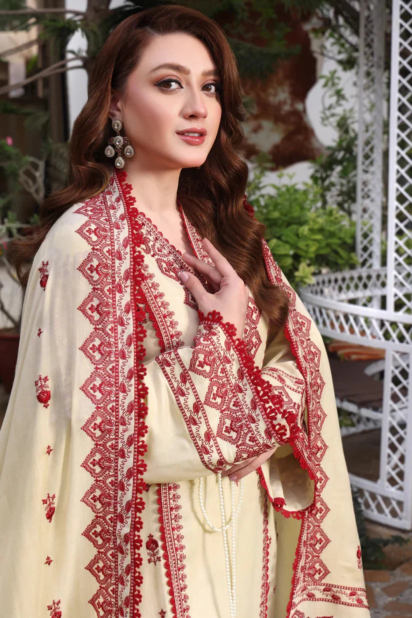 3 Piece Unstitched Embroidered Dhanak Suit