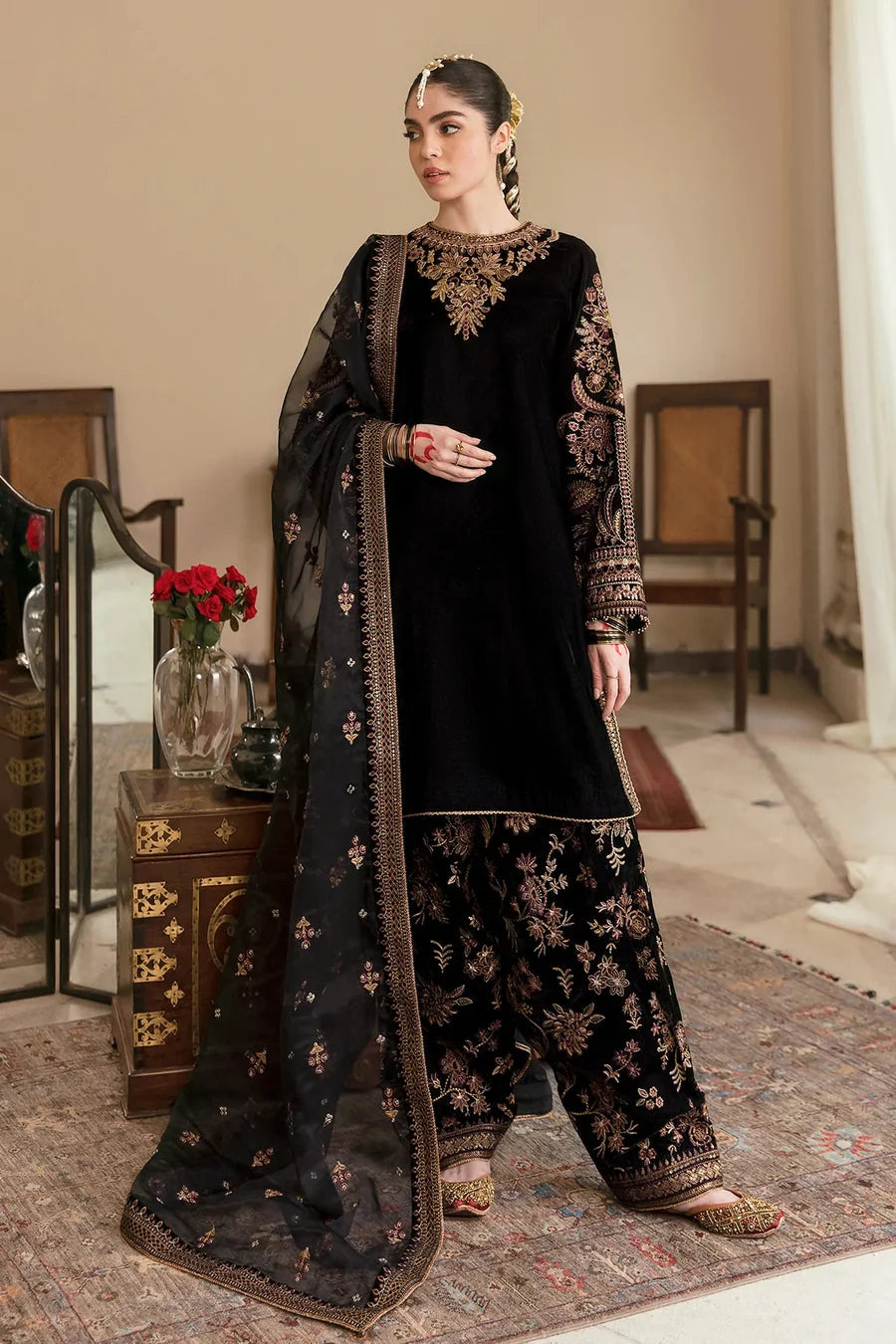 Velvet - 3 Piece Unstitched Fully Embroided Dress BQ-804
