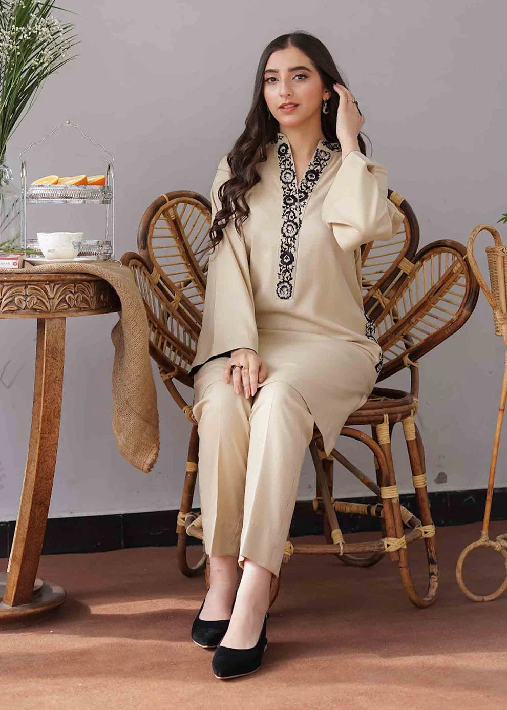 TSS-AS05 3 Piece Unstitched Embroidered Dhanak Suit
