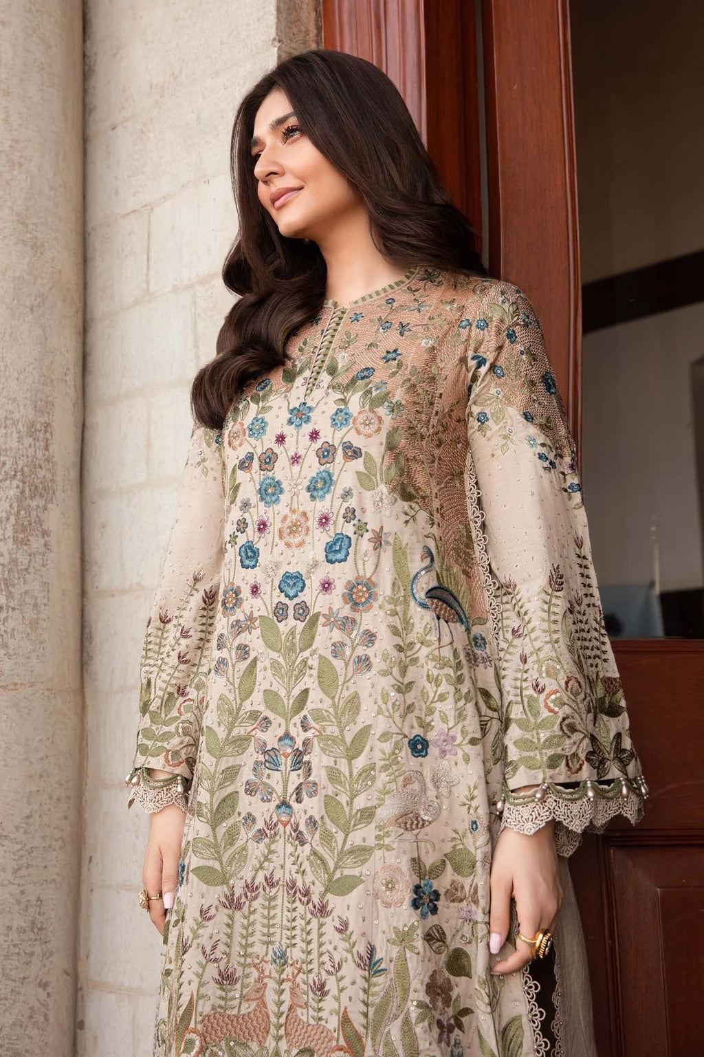 TSS-MB555 3 Piece Unstitched Embroidered Dhanak Suit