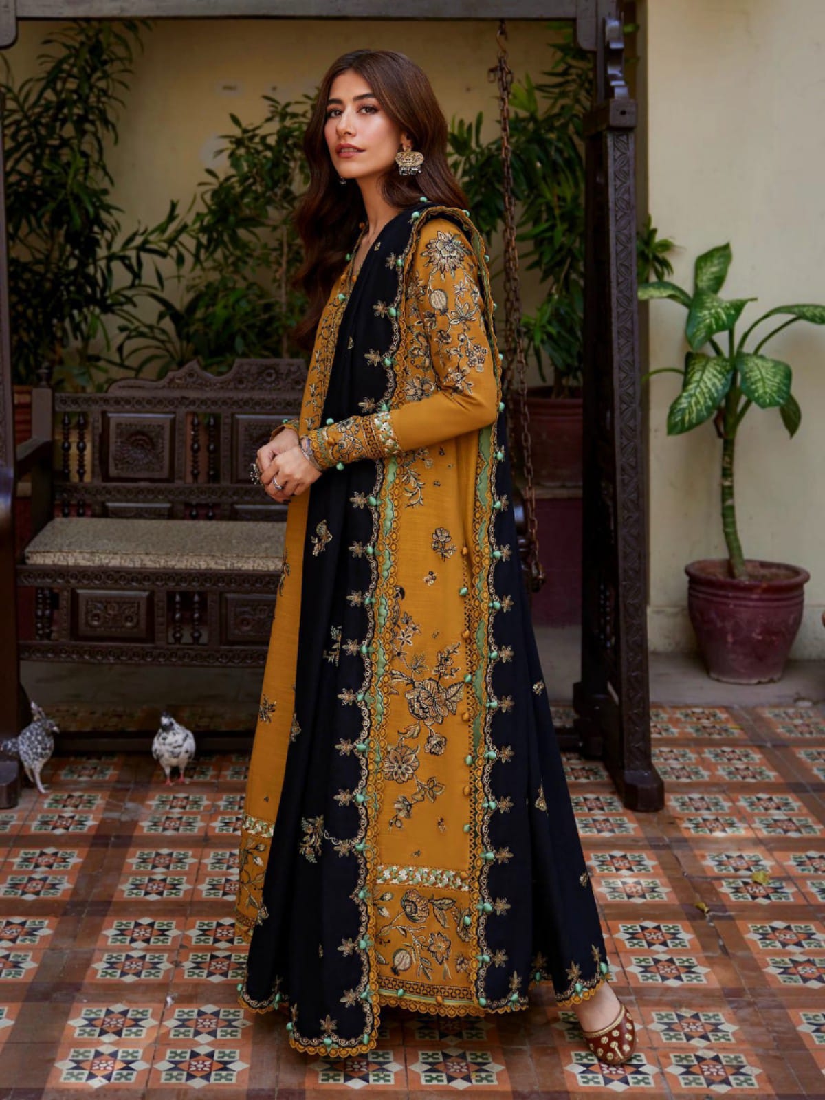 3 Piece Unstitched Embroidered Dhanak Suit ZH 3060