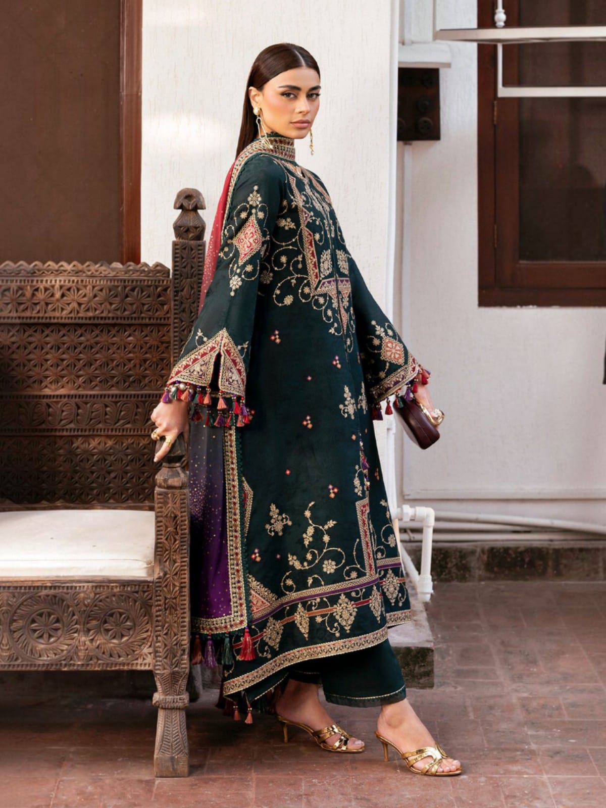 3 Piece Unstitched Embroidered Dhanak Suit JZ-3055