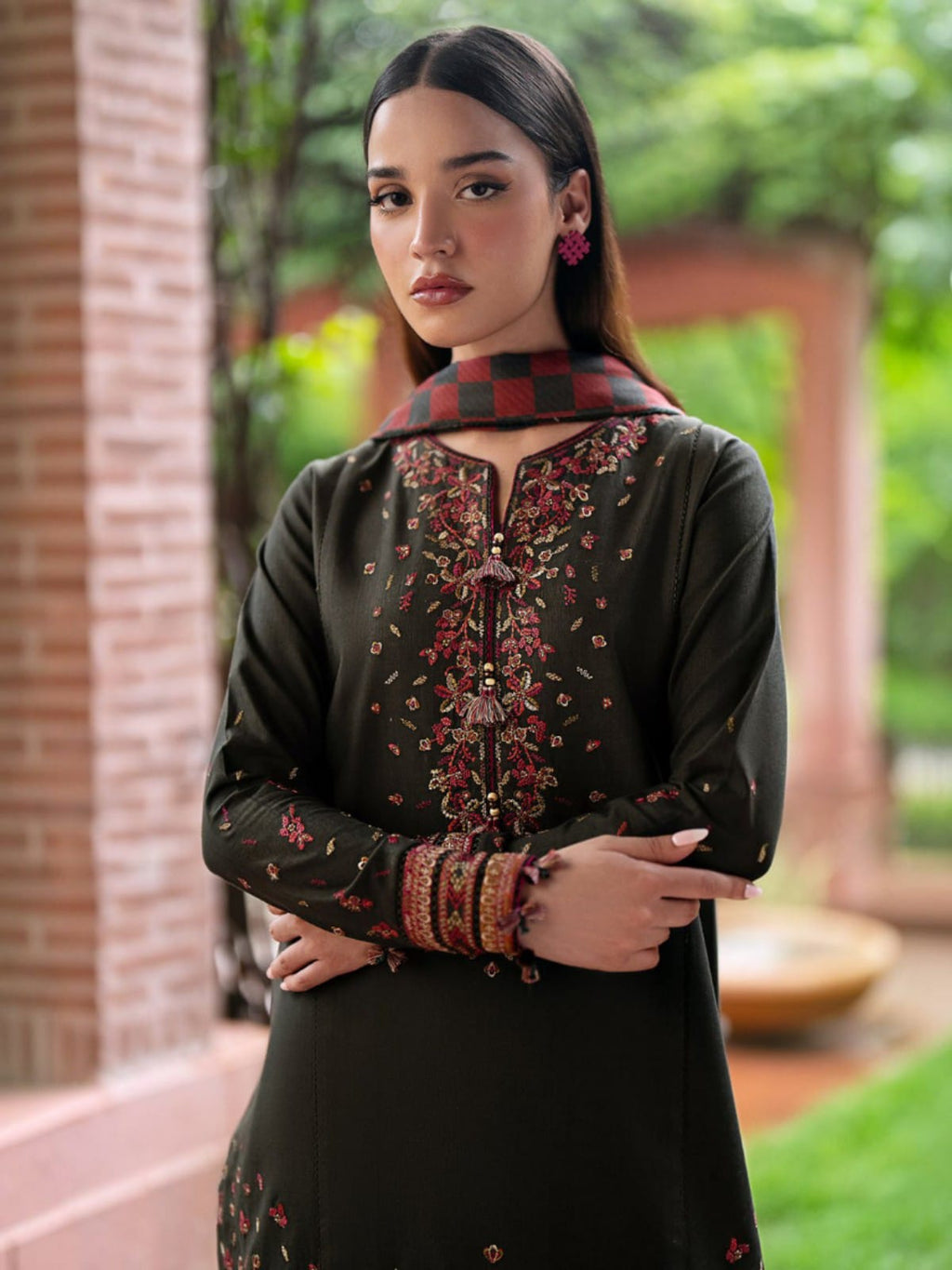 3 Piece Unstitched Embroidered Dhanak Suit JZ-3035