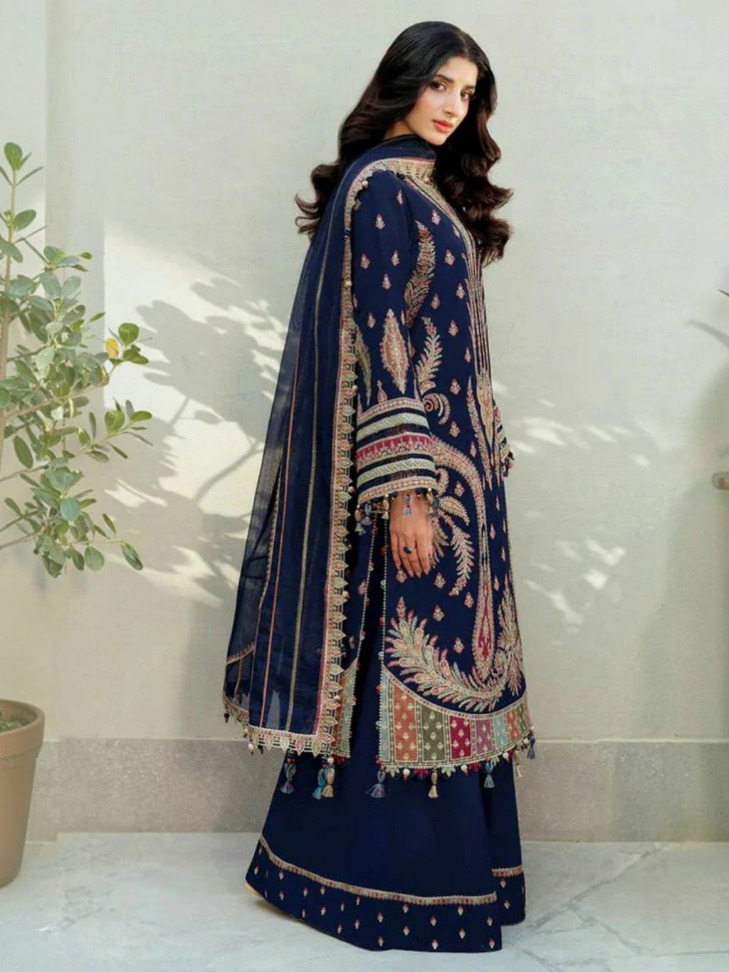 3 Piece Unstitched Embroidered Dhanak Suit JZ-2990