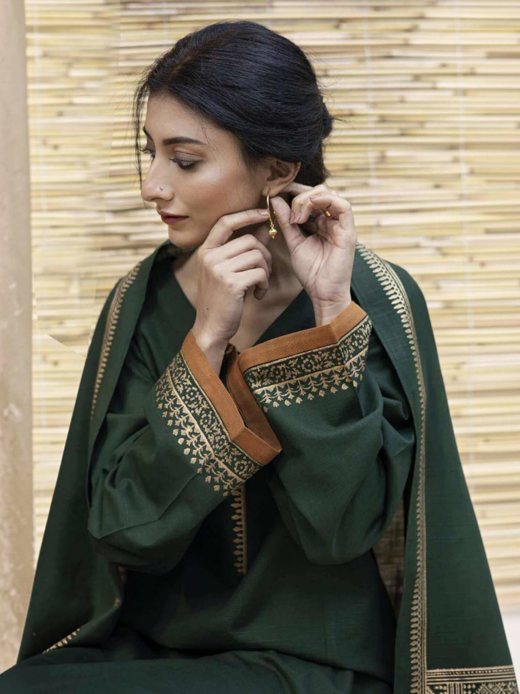 3 Piece Unstitched Embroidered Dhanak Suit BR-1075