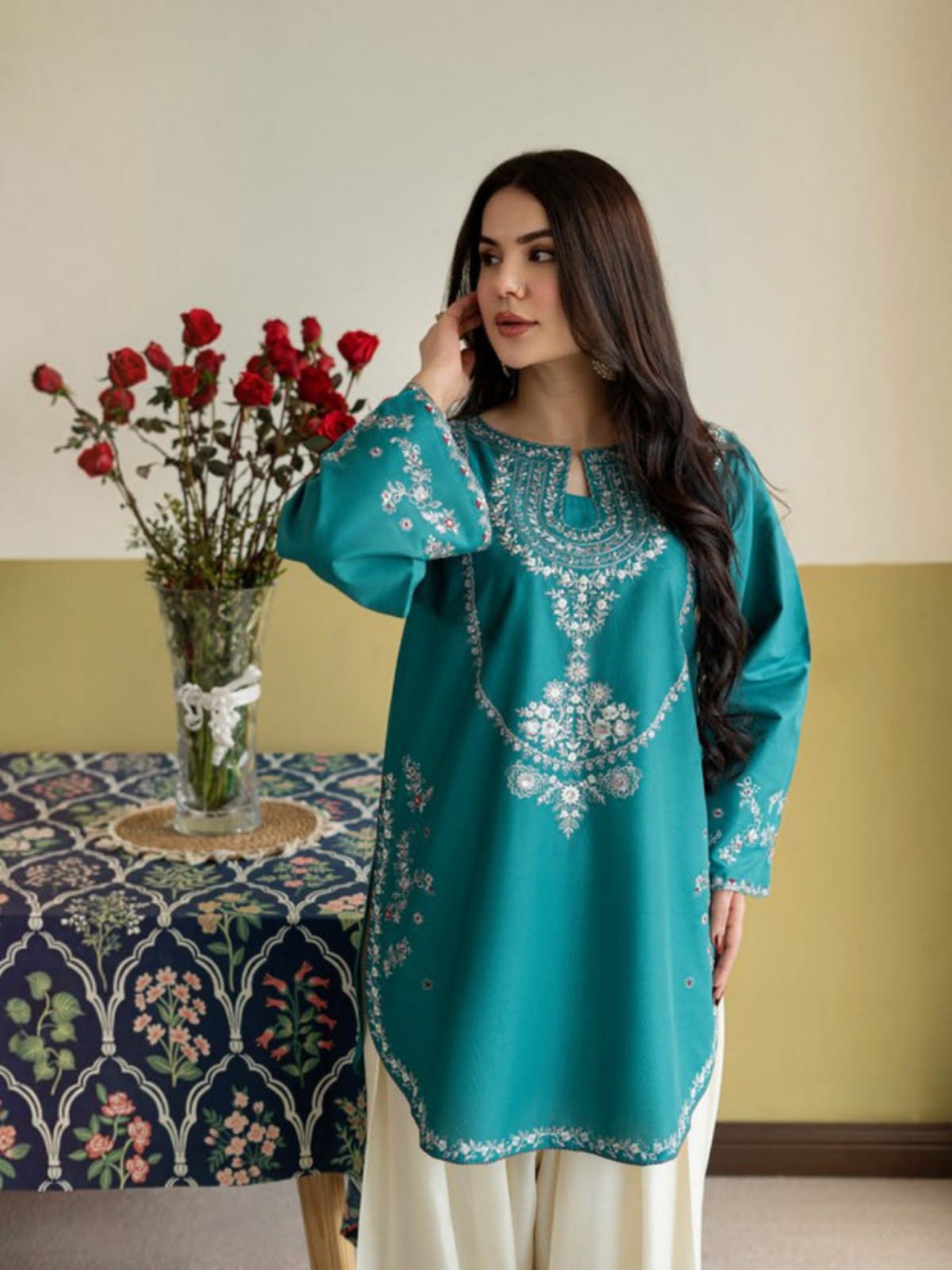 2 Piece Stitched Embroidered Dhanak Fabric MB-53