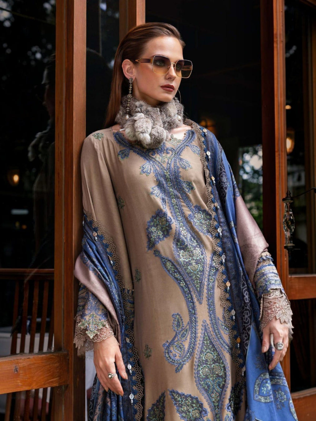 3 Piece Unstitched Embroidered Dhanak Suit MB 3050
