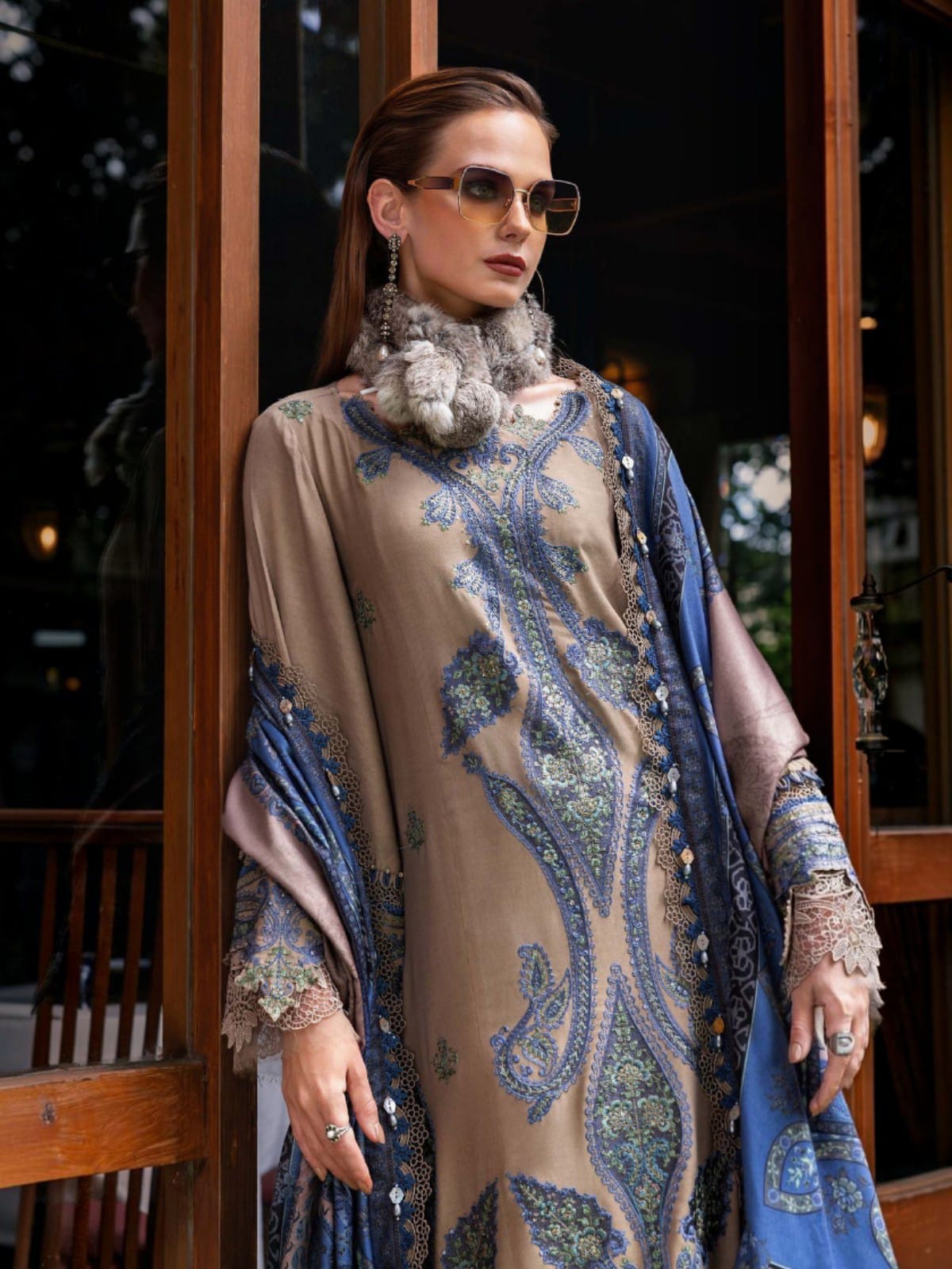 3 Piece Unstitched Embroidered Dhanak Suit MB 3050