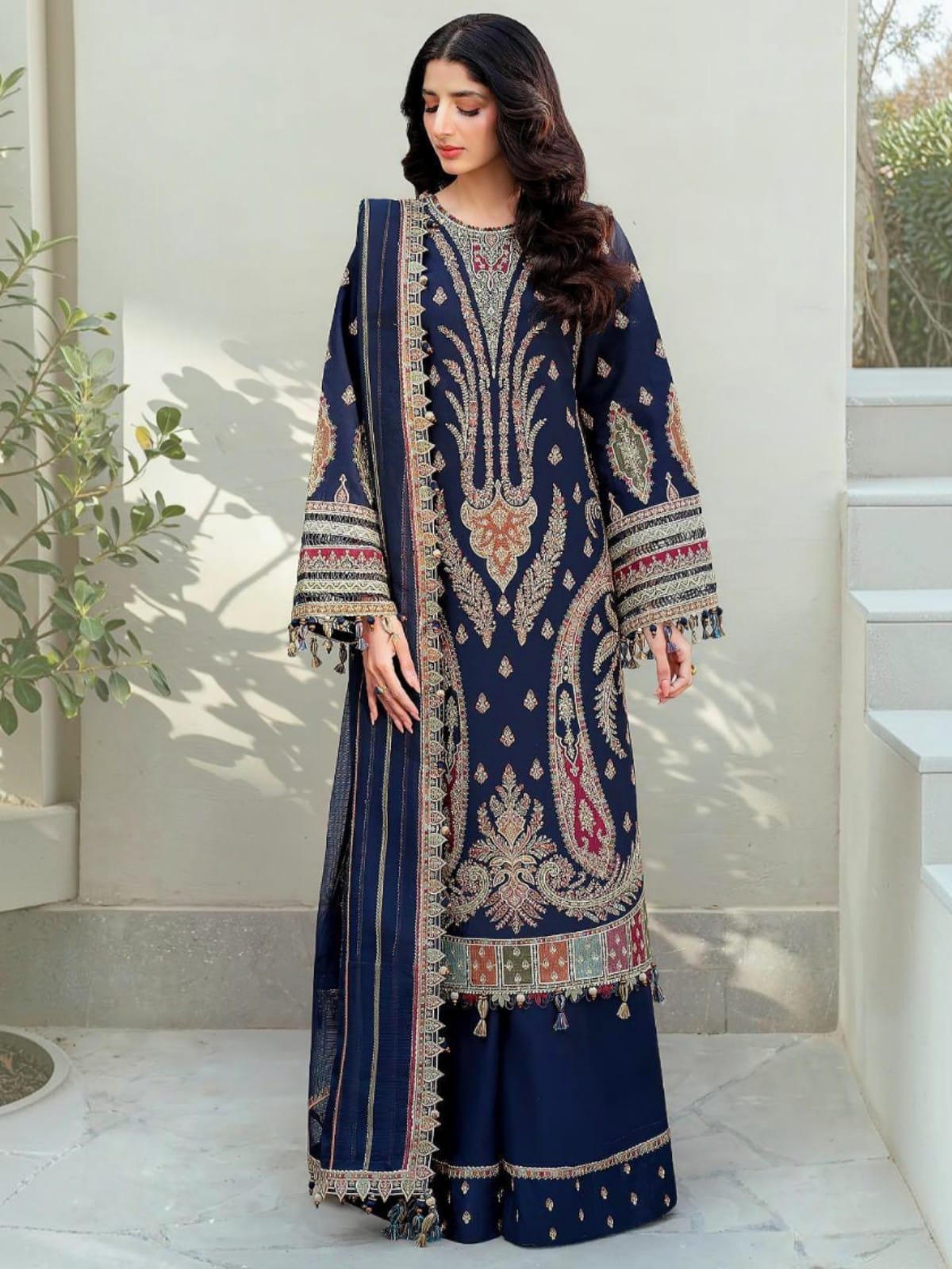 3 Piece Unstitched Embroidered Dhanak Suit JZ-2990